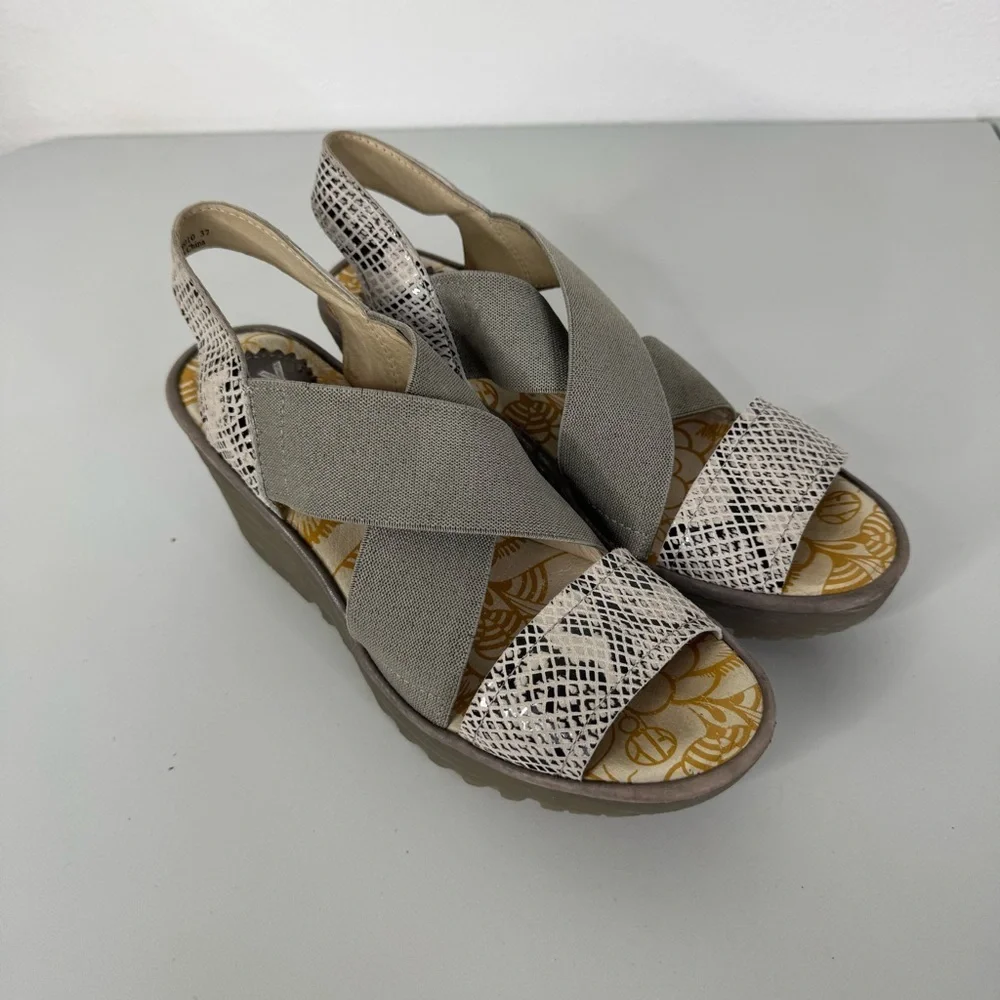 Fly London Yaji Cross Wedge‎ Sandal Size 37